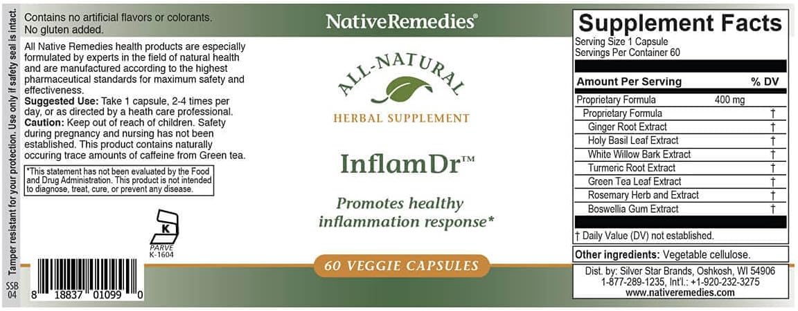 Native Remedies Inflam Dr. – All Natural Herbal Supplement for Healthy Inflammation Response (60 Veg Capsules) - görsel 5