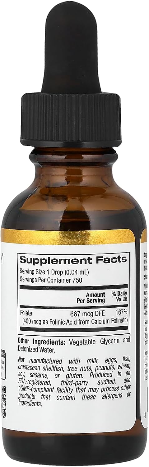 Folinic Acid, Bioactive Form of Folate from Calcium Folinate, Alcohol Free, 30 ml (1 fl oz) - görsel 4