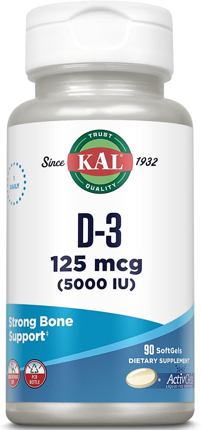 KAL Vitamin D3 5000 IU 125 mcg, High Potency Vitamin D Tablets, Calcium Absorption, Bone Health and Immune Support Supplement, Rapid Disintegration D-3 ActivTabs, 60-Day Guarantee, 60 Serv, 60 Tablets - görsel 7