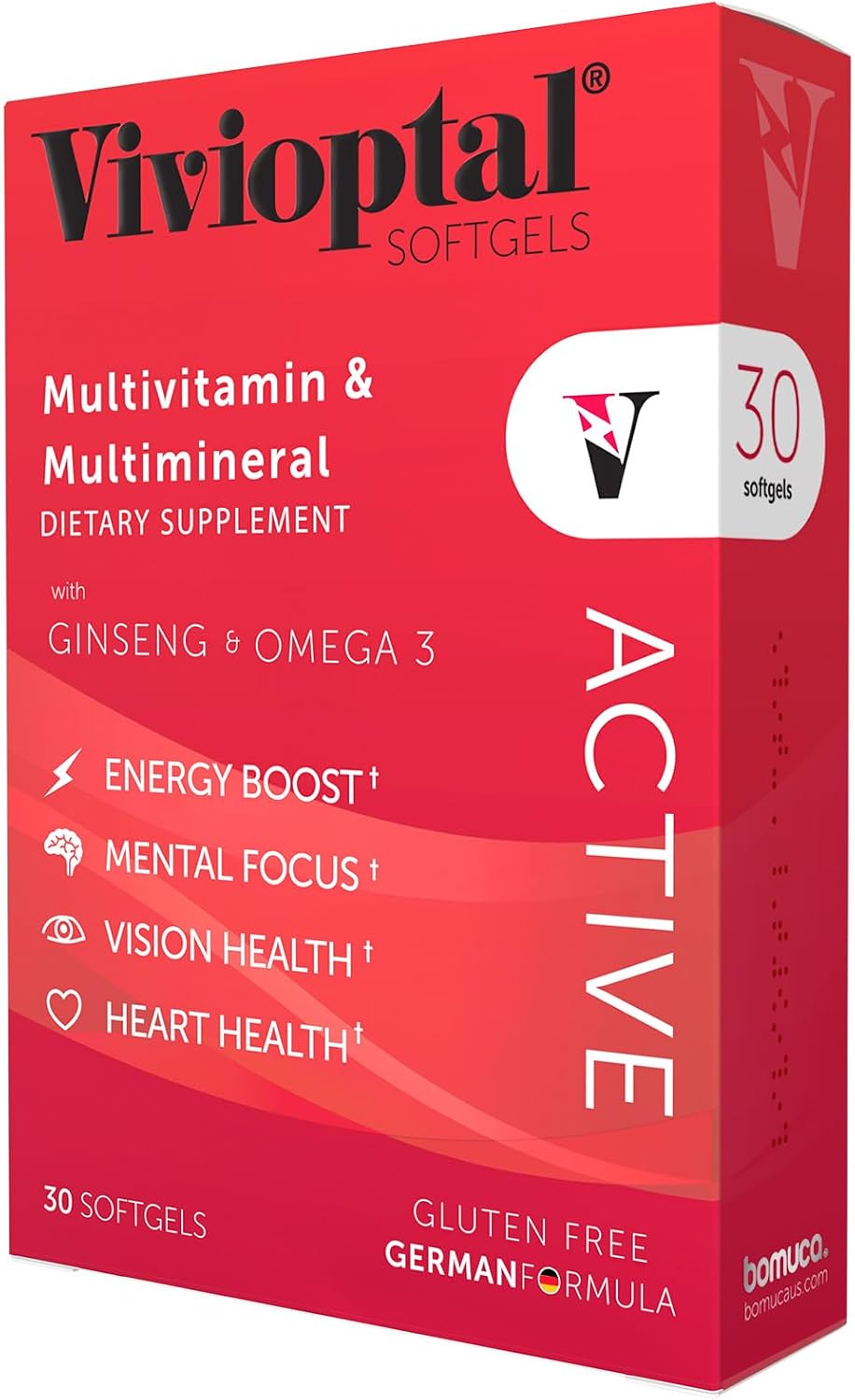Vivioptal Active Multivitamin & Multimineral with Ginseng and Omega-3, 30 Softgels - görsel 1