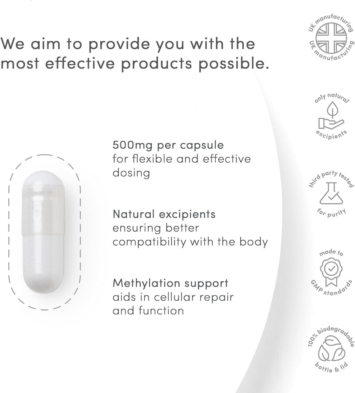 vP Vitality Pro TMG 500mg – Trimethylglycine Supplement – 120 Capsules - görsel 5