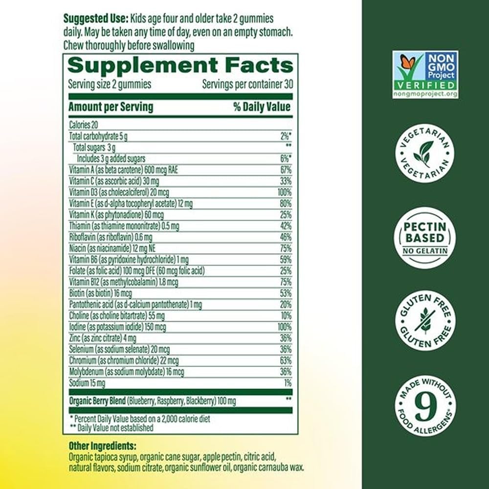 MegaFood Kids Multivitamin Gummies - Berrylicious - 60 Gummies - görsel 2