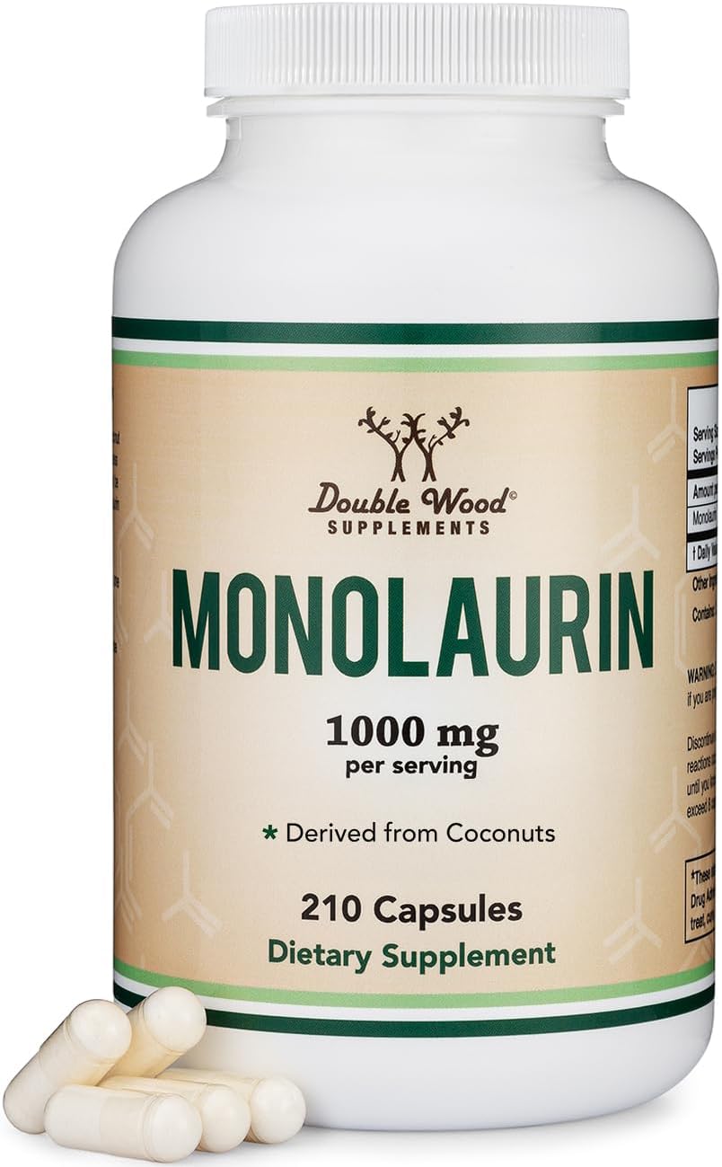 Double Wood Monolaurin Immune Support Supplement – 1,000mg per Serving, 210 Capsules - görsel 1