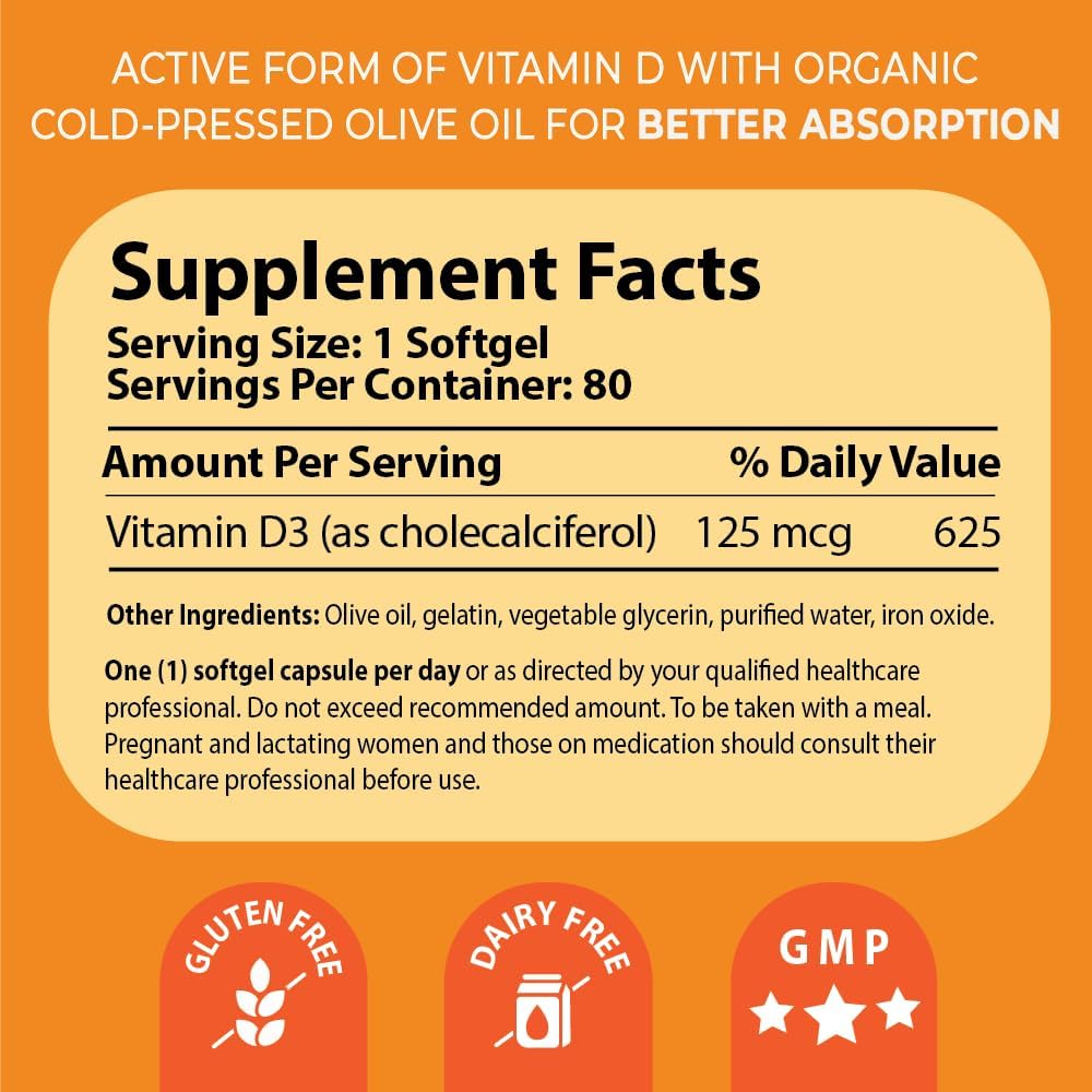 Pharma Nord D-Pearls 5000 IU Vitamin D3 – High Potency Mini Softgels with Organic Olive Oil, 80 Capsules - görsel 1