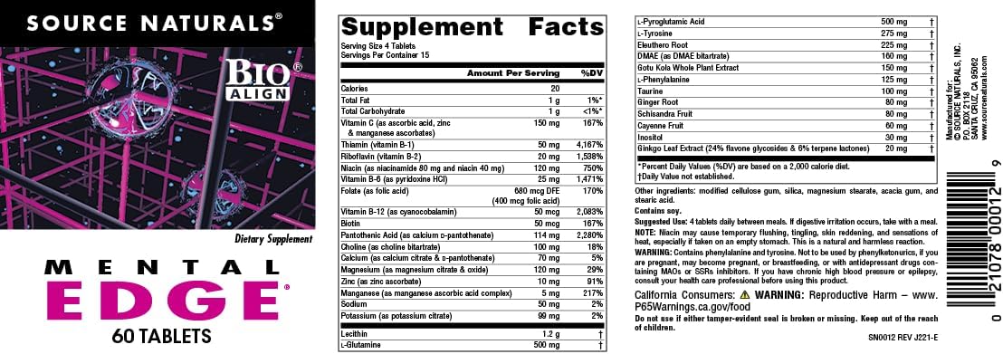 Source Naturals Mental Edge - Brain-Boosting Supplement - 60 Tablets - görsel 4