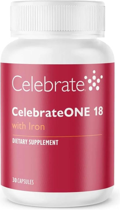 CelebrateONE 18 Bariatric Multivitamin with Iron – Once Daily, 30 Vegetable Capsules