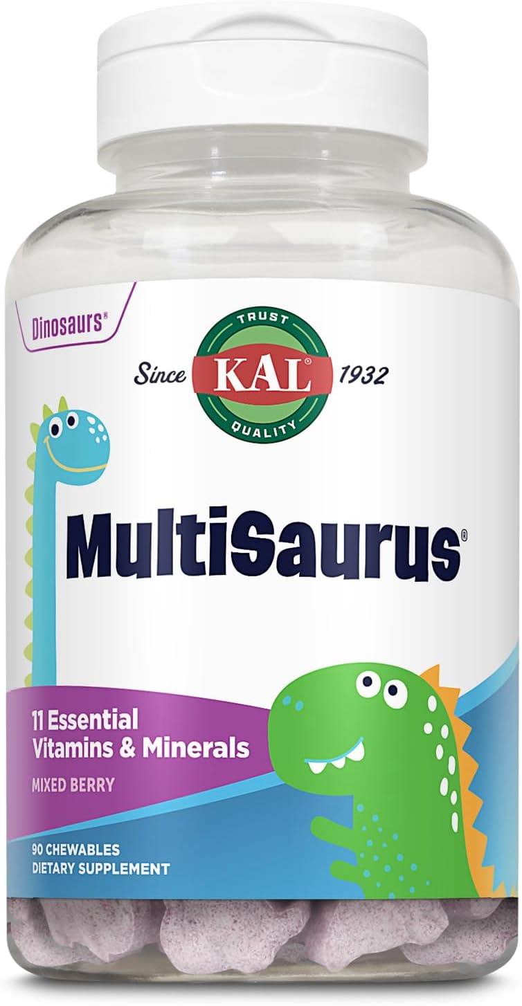 KAL MultiSaurus Kids Complete Multivitamin - Daily Multivitamin with Iron, Mixed Berry Flavour, 90 Chewables - görsel 1