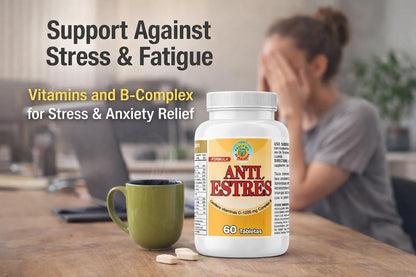 Nutrisalud Anti-Stress Natural Formula - B-Complex Stress Support, 2 Bottles (4 Month Supply)