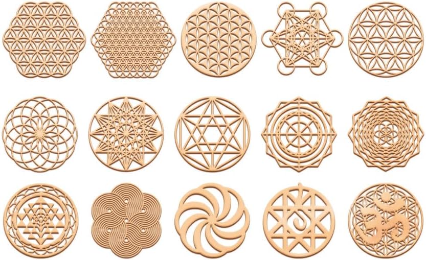 15 Pack Flower of Life Orgonite Metal Stickers – Sacred Geometry Decals for Energy Towers, Pyramids and Crafts (Silver) - görsel 8