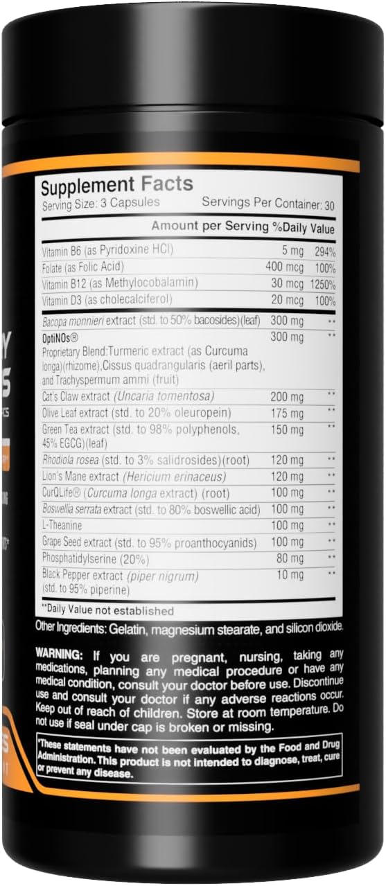 EC Sports NeuroSharp Powerful Nootropic Supplement for Focus, Faster Processing, Instant Positive Energy & Performance, Memory & Cognitive Support w/ 18 Nootropics - 90 Capsules - görsel 3