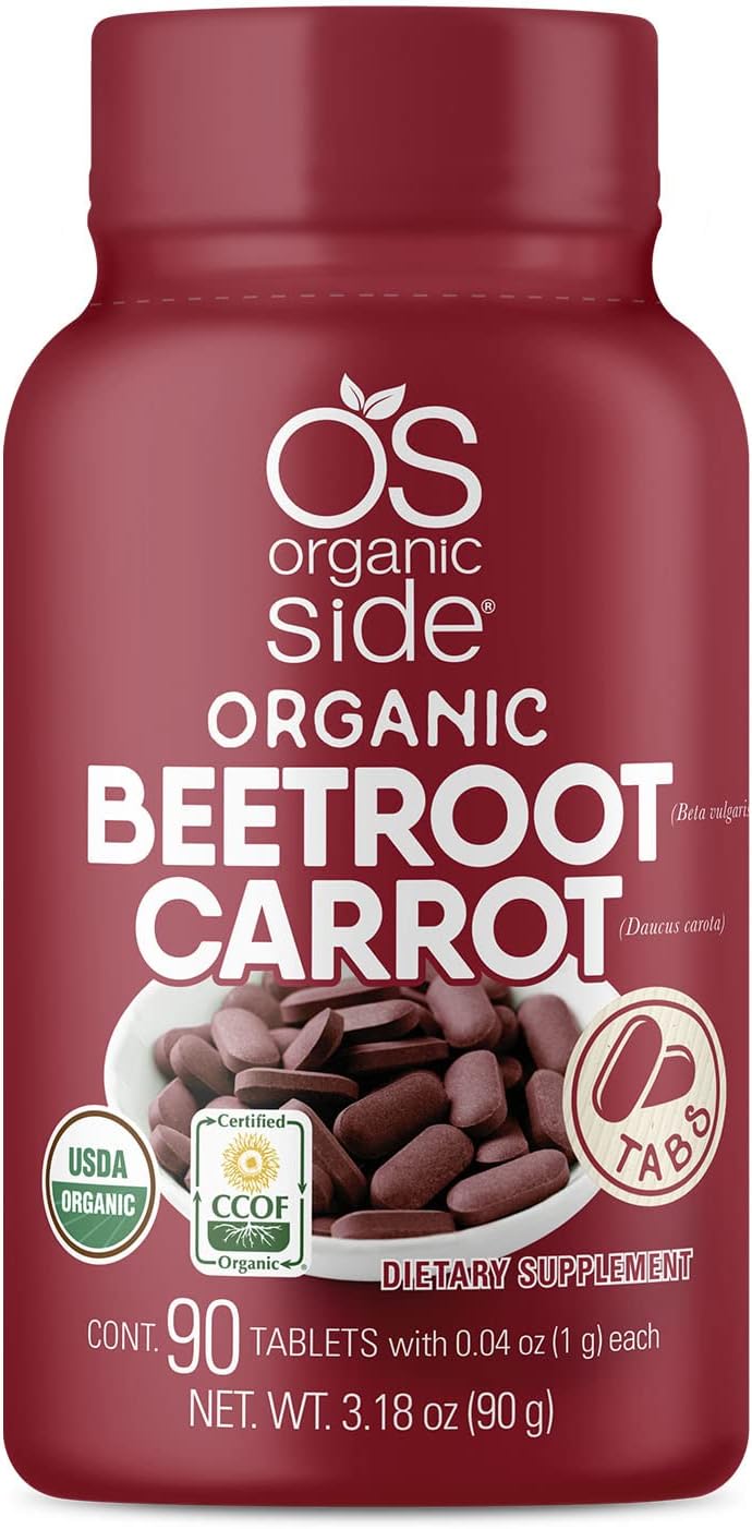 OS Organic Side Beetroot & Carrot Tablets - 100% Pure Organic, 90 Tablets - görsel 1