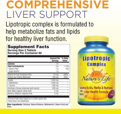 Nature's Life Lipotropic Complex – 180 Vegetarian Tablets