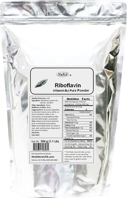 NuSci Vitamin B2 Riboflavin Pure Powder, 227g