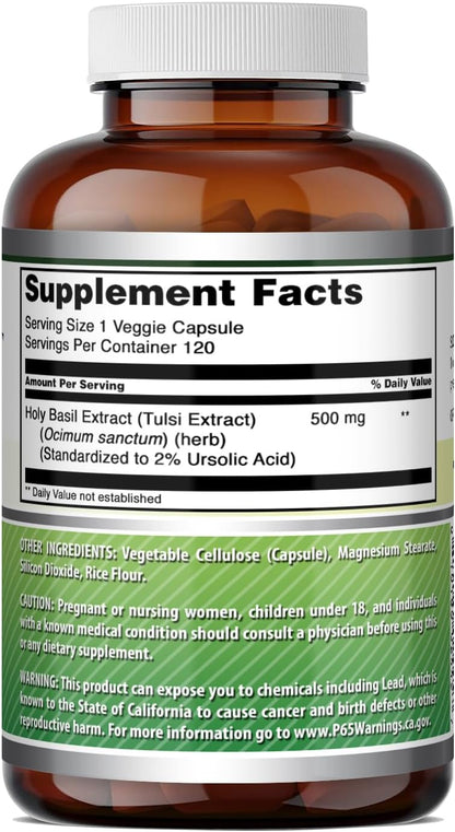 Amazing Formulae Holy Basil Extract 4:1 Supplement - 500 mg, 120 Capsules
