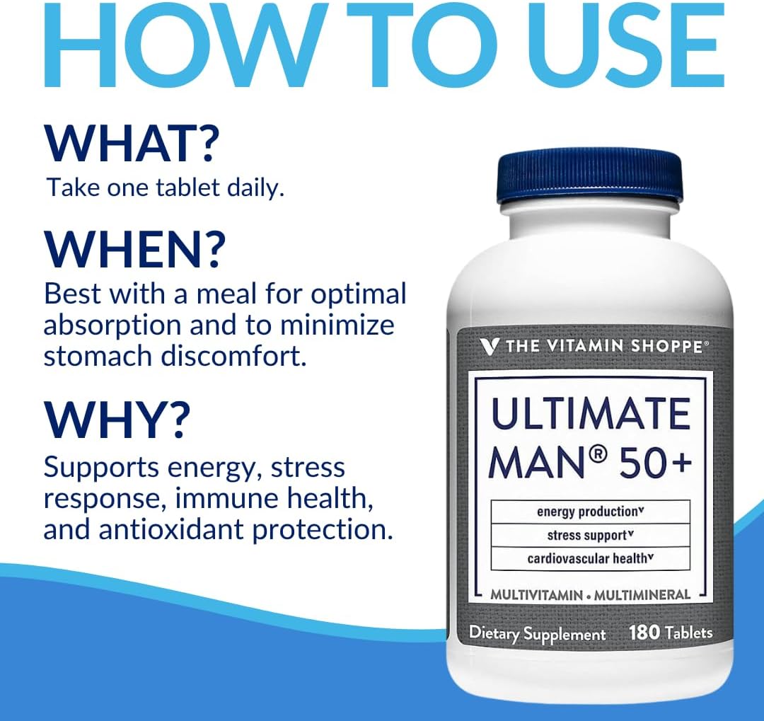 The Vitamin Shoppe Ultimate Man 50+ Multivitamin, 180 Tablets - görsel 5