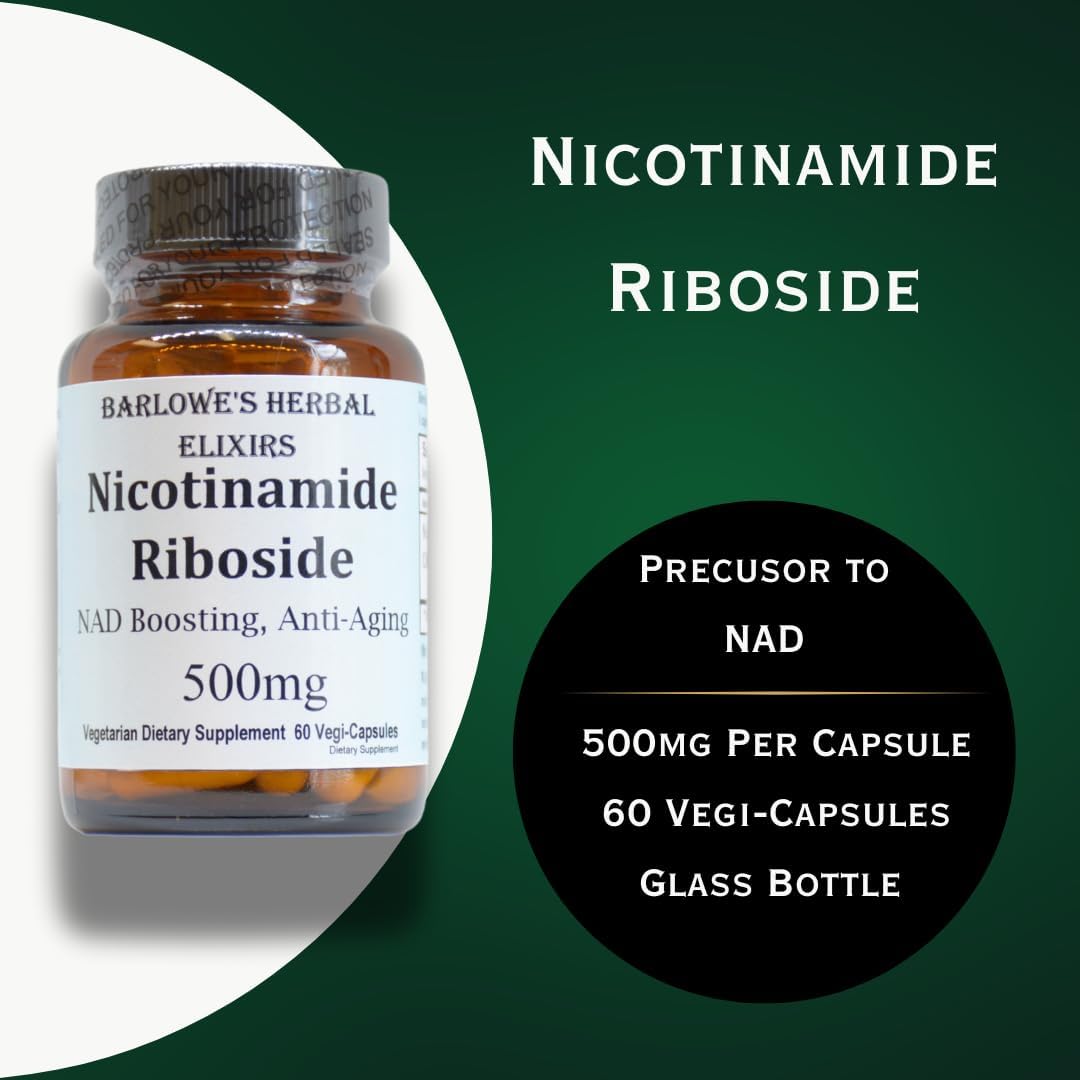 Barlowe's Herbal Elixirs Nicotinamide Riboside 500mg - NAD+ Precursor - 60 Capsules - görsel 4