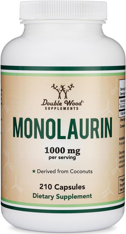 Double Wood Monolaurin Immune Support Supplement – 1,000mg per Serving, 210 Capsules