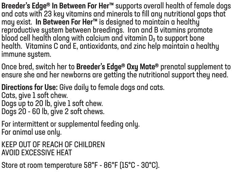 Breeder's Edge in Between for Her, Daily Multivitamin Supplement for Breeding Dogs and Cats, Fills Nutritional Gaps and Supports Mum in Between Breeding, 90 Tablets for Cats & Small Dogs - görsel 9
