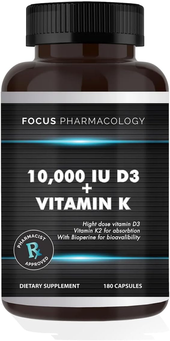 10,000 IU Vitamin D3 with Vitamin K2 - 180 Capsules - görsel 1