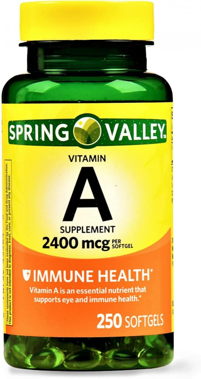 Spring Valley Vitamin A Food Supplement, 2400 mcg, 250 Softgels (Pack of 2) - görsel 1