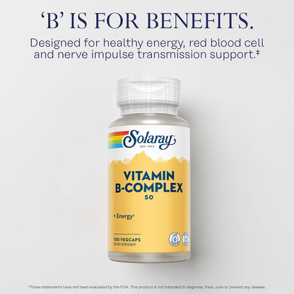 Solaray Vitamin B Complex 50 mg – Cellular Energy and Nerve Support – 100 VegCaps