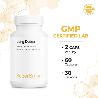 Supersmart Lung Detox (Advanced Formula) - with Quercetin, Bromelain, Curcuminoids, EGCG - Non-GMO & Gluten-free - 60 Vegetarian Capsules
