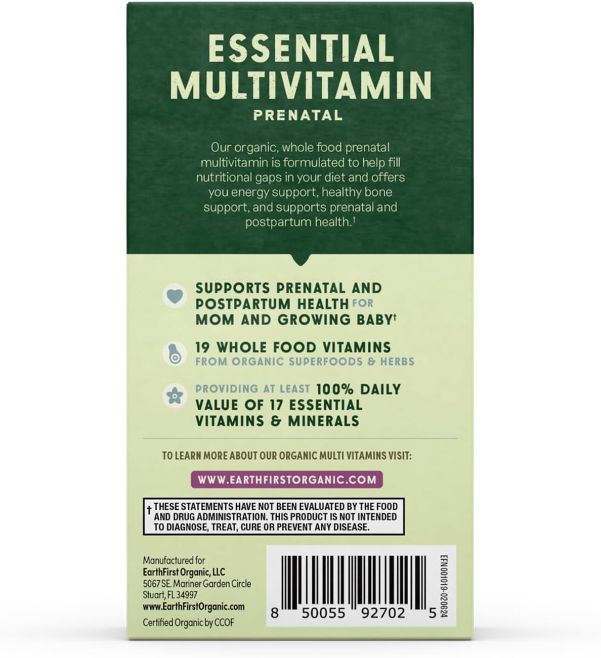 Prenatal Once Daily Multivitamin for Women for Preconception, Pregnancy, Postnatal & Breastfeeding, with Folate, Iron & Organic Whole Food Blend, Vegan, 30 Tablets - görsel 8