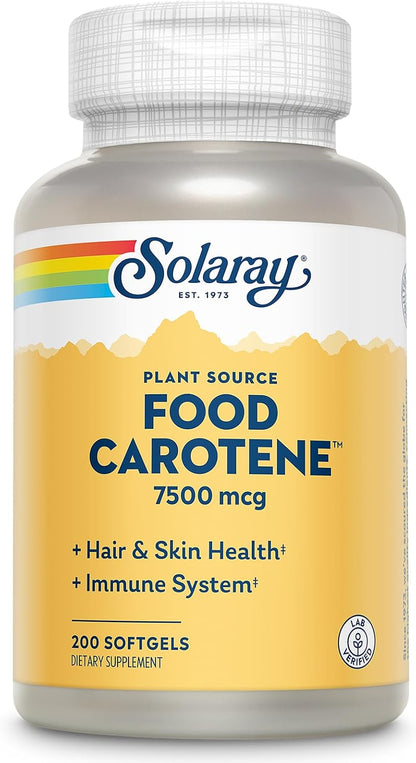 SOLARAY Food Carotene - Vitamin A as Beta Carotene 25000 IU, 100 Softgels