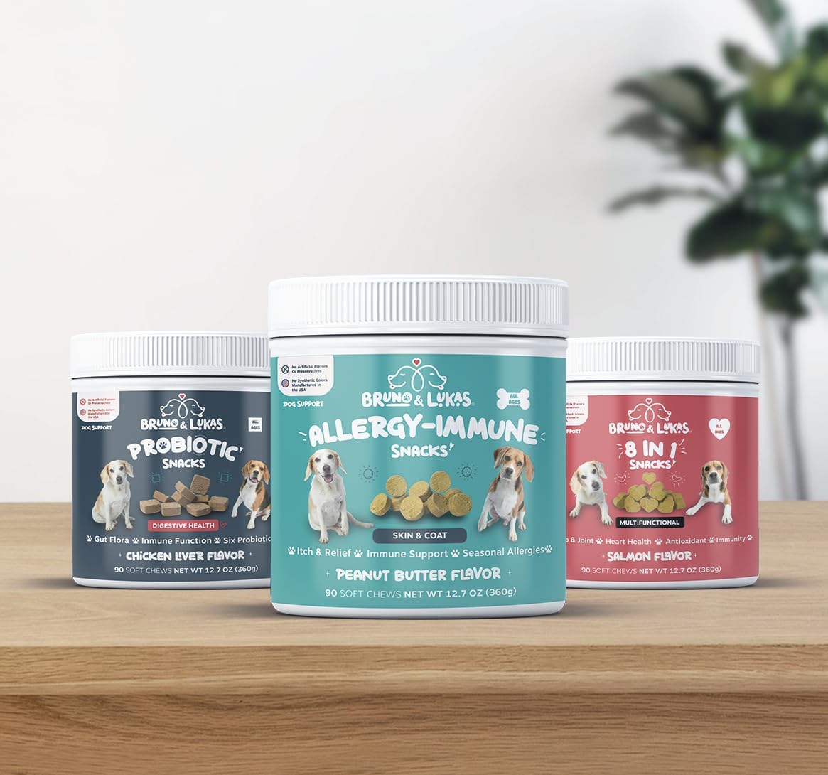Multivitamin, Probiotics & Allergy Relief Chews for Dogs – 12-in-1 Daily Supplement with Omega-3, Colostrum & Antioxidants – Gut Health, Seasonal Allergy & Itch Support, Immune, Skin & Coat (90 Chews) - görsel 9