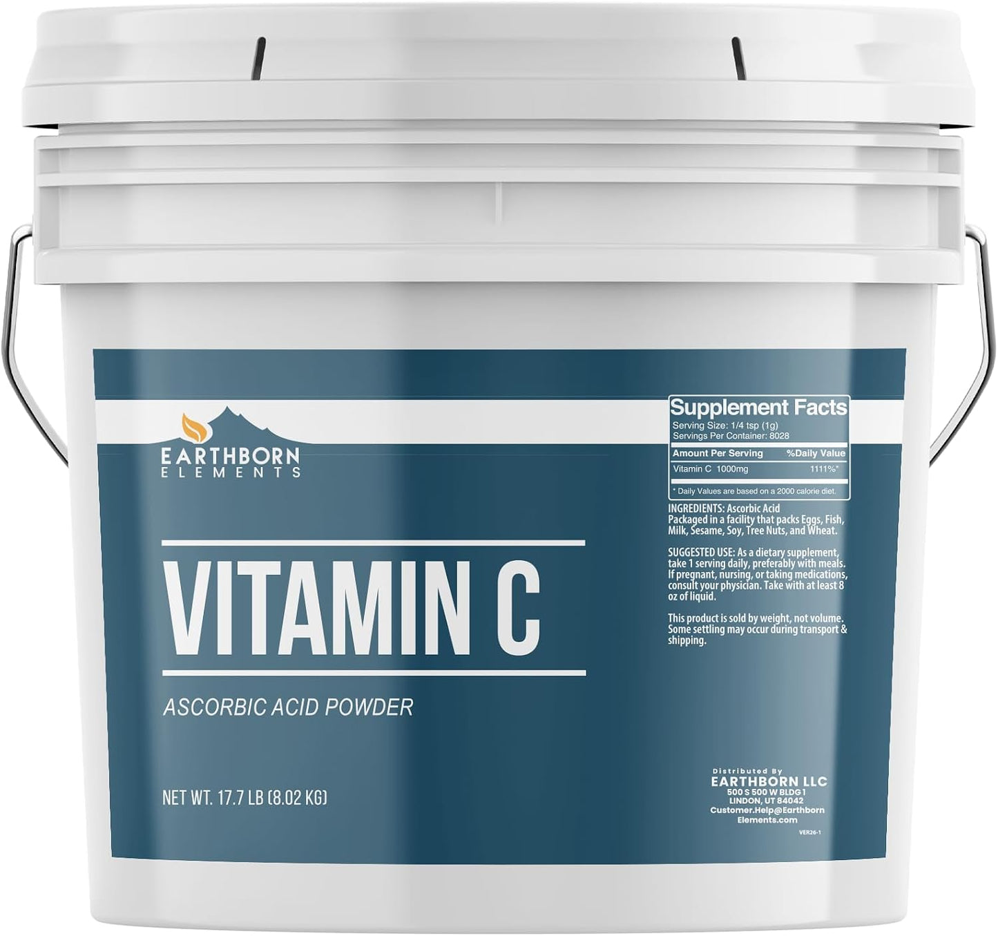 Earthborn Elements Vitamin C Powder - Pure Ascorbic Acid, 5 Gallon Bulk Container - görsel 8