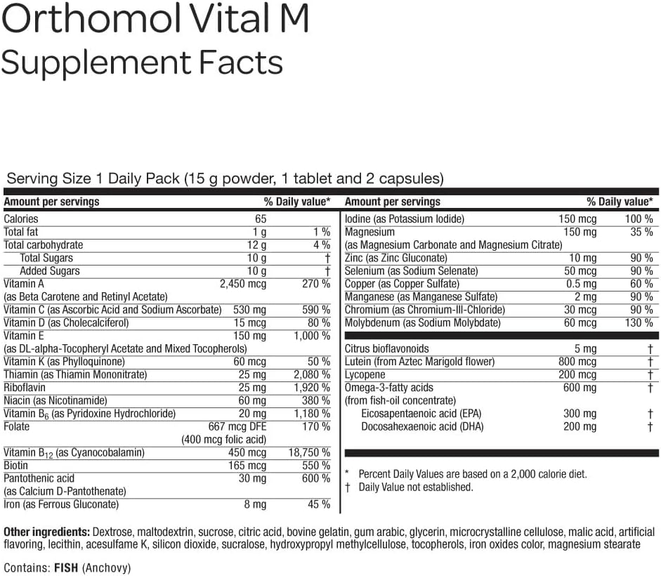 Orthomol Vital M Powder and Tablet Pack for Men, 30-Day Food Supplement - görsel 6