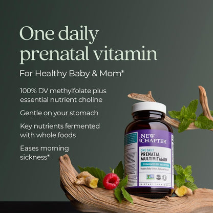 New Chapter Antenatal Vitamins, One Daily Prenatal Multivitamin with Methylfolate + Choline for Healthy Mother & Baby, Gluten-free & Non-GMO, 90 Count