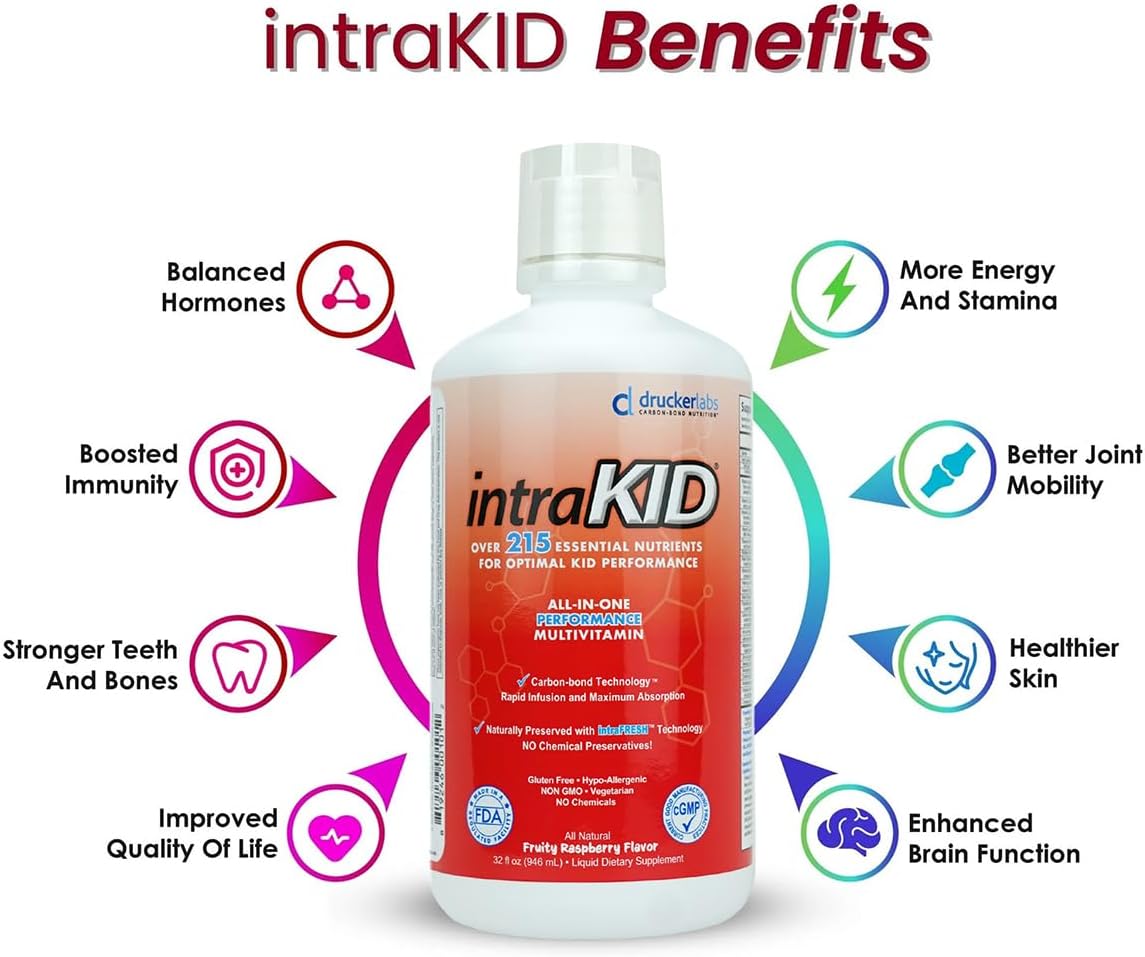 intraKID Organic Liquid Multivitamin for Children, Fruity Raspberry, 946 ml - görsel 2