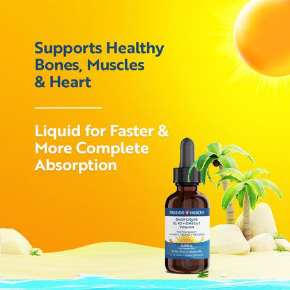 Passion 4 Health Organic Liquid Vitamin D3 K2 (MK-7) & Omega-3 Supplement – Liquid Vitamin D Drops (5000 IU) – For Healthy – Image 3