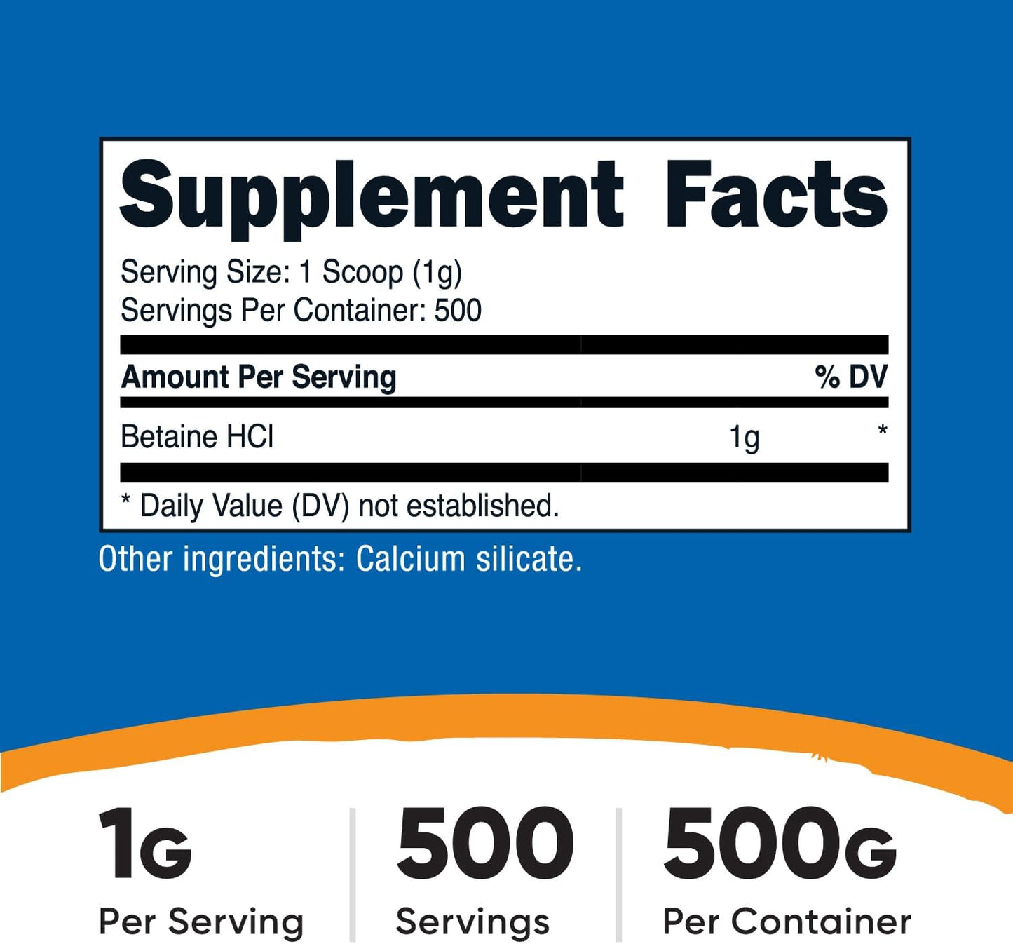 Nutricost Betaine HCl Powder – 500 g, Gluten-free, Non-GM - görsel 2