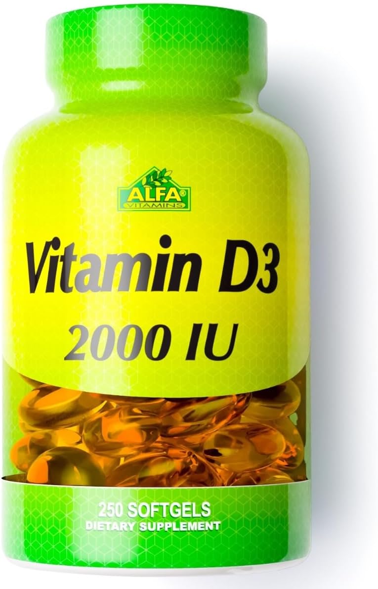 ALFA VITAMINS Vitamin D3 2000 IU Supplement - 250 Soft Gels - görsel 1