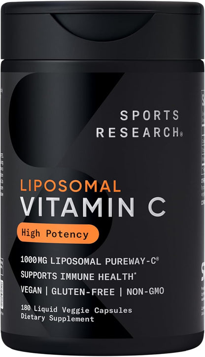 Sports Research High Potency Vitamin C 1000mg - Vegan, Non-GM, Gluten-free - 240 Veggie Capsules