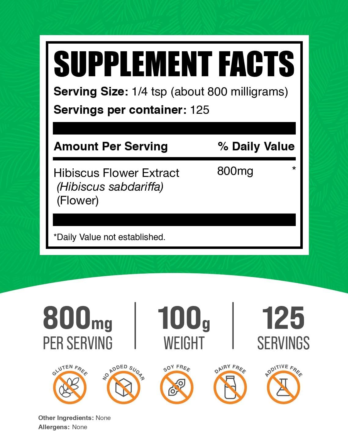 BulkSupplements.com Hibiscus Flower Extract Powder – Herbal Food Supplement, Vegan and Gluten-free, 800 mg per Serving, 100 g - görsel 2