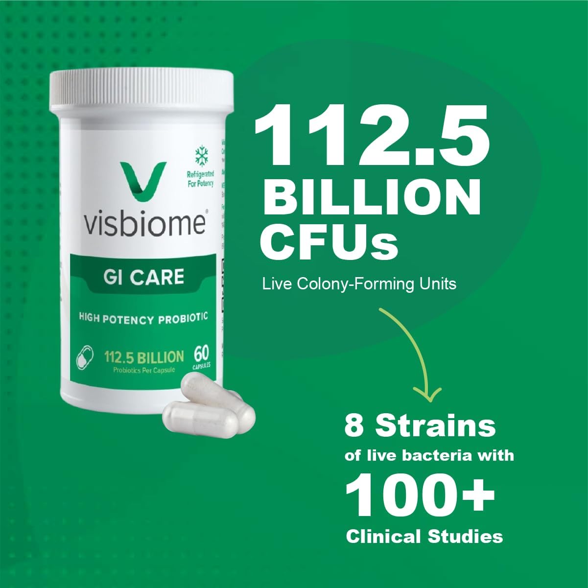 Visbiome GI Care - High Potency Probiotic - 112.5 Billion CFU - 180 Capsules - görsel 3
