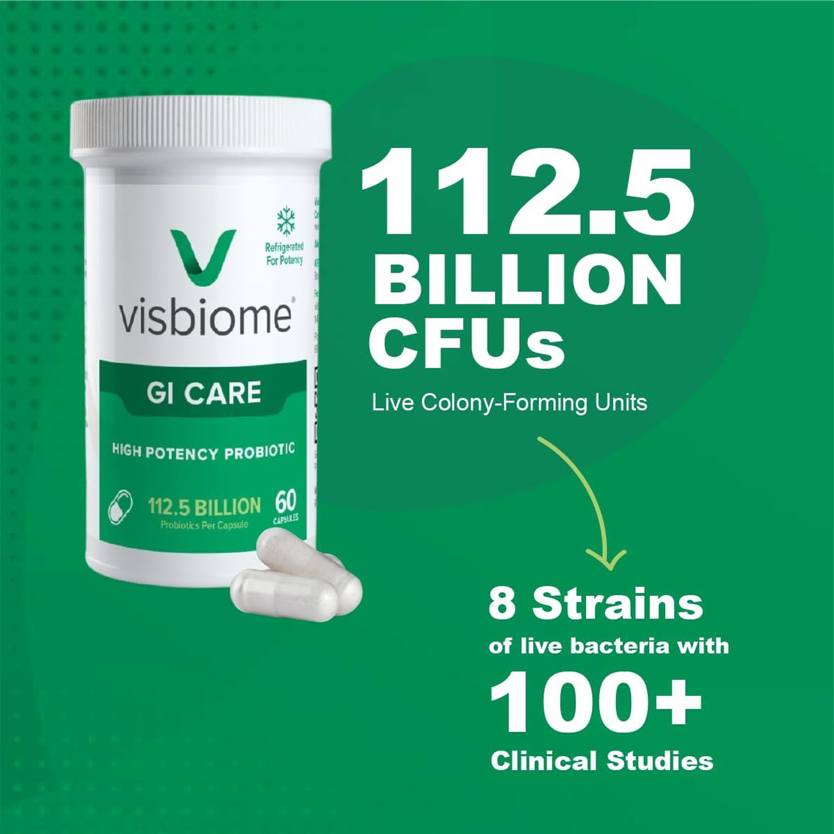 Visbiome GI Care - High Potency Probiotic - 112.5 Billion CFU - 180 Capsules - görsel 3