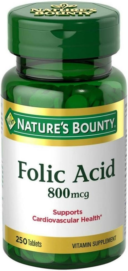 Folic Acid 800 mcg Tablets Maximum Strength, 4 Bottles (250 Count Each)