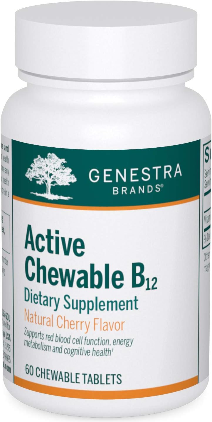 Genestra Brands Active Chewable B12 | Chewable Vitamin B12 Tablets | 60 Chewable Tablets | Natural Cherry Flavour - görsel 1