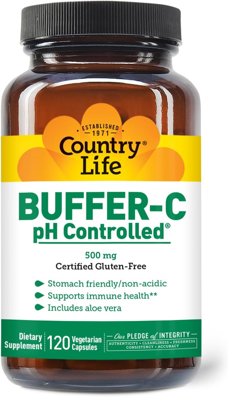Country Life Buffer-C 500 mg Buffered Vitamin C, 120 Capsules - görsel 1