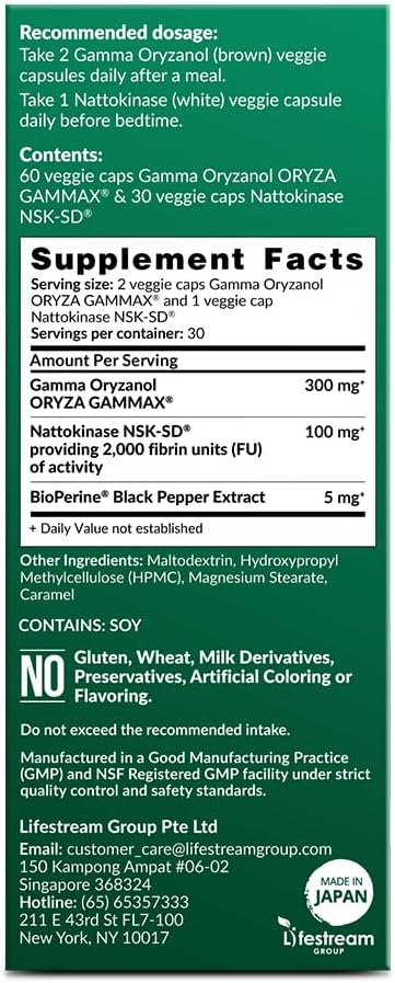 LABO Nutrition VesseCLEAR CX Nattokinase NSK-SD with Gamma Oryzanol — Daily Supplement for Healthy Blood Circulation and Cardiovascular Support — 90 Vegan DRcaps - görsel 8