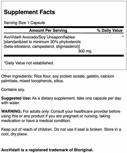 Swanson AvoVida Joint Health Food Supplement - Avocado & Soya Phytosterols, 60 Capsules (2 Pack)
