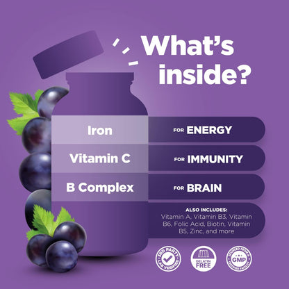 Natural Multivitamin with Iron Gummies for Adults - 60 Gummies