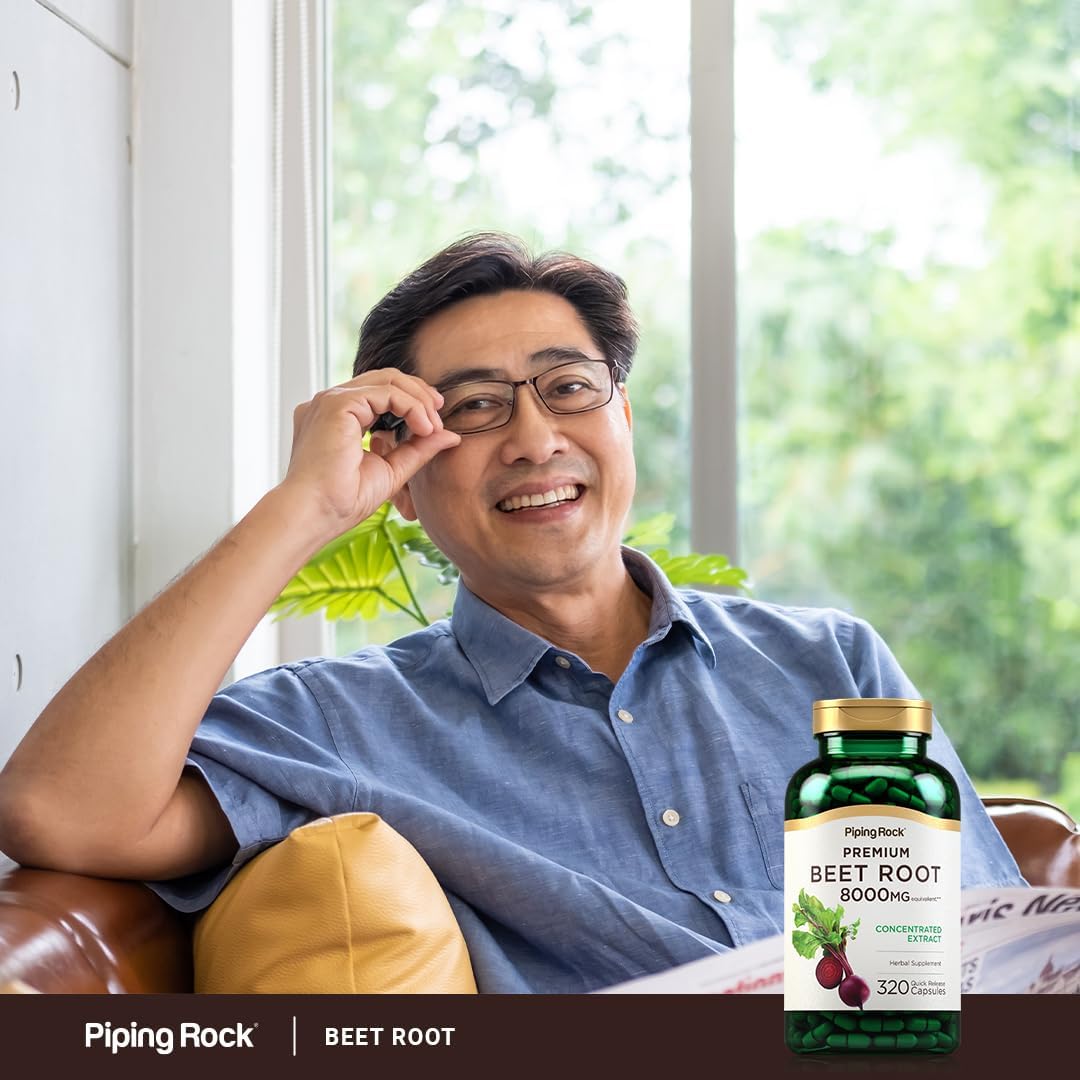 Piping Rock Beet Root Powder Capsules - 320 Capsules - Herbal Extract Supplement with Beta Vulgaris - Non-GM, Gluten-free - görsel 6
