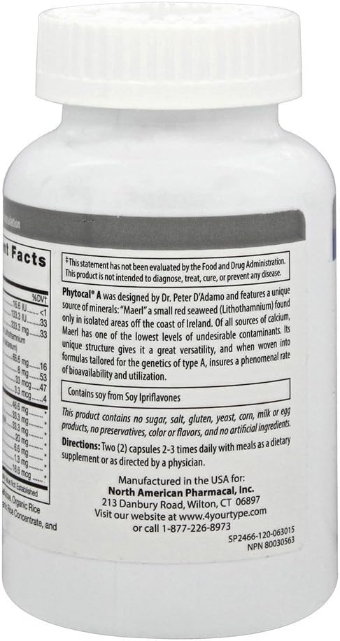 D'Adamo Personalised Nutrition - Phytocal A 120 vcaps - görsel 3