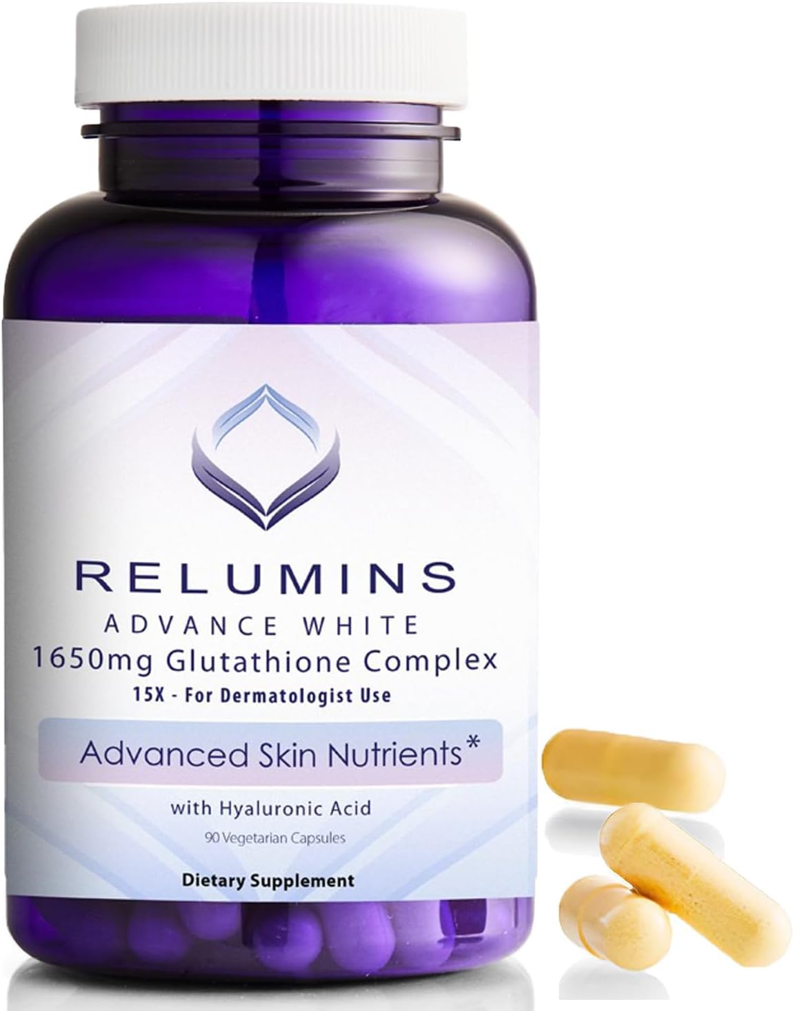 Relumins 1650 mg L-Glutathione Complex with Hyaluronic Acid, Alpha Lipoic Acid, Rose Hips, Vitamin E & Riboflavin - görsel 1