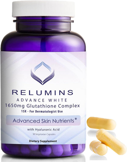 Relumins 1650 mg L-Glutathione Complex with Hyaluronic Acid, Alpha Lipoic Acid, Rose Hips, Vitamin E & Riboflavin